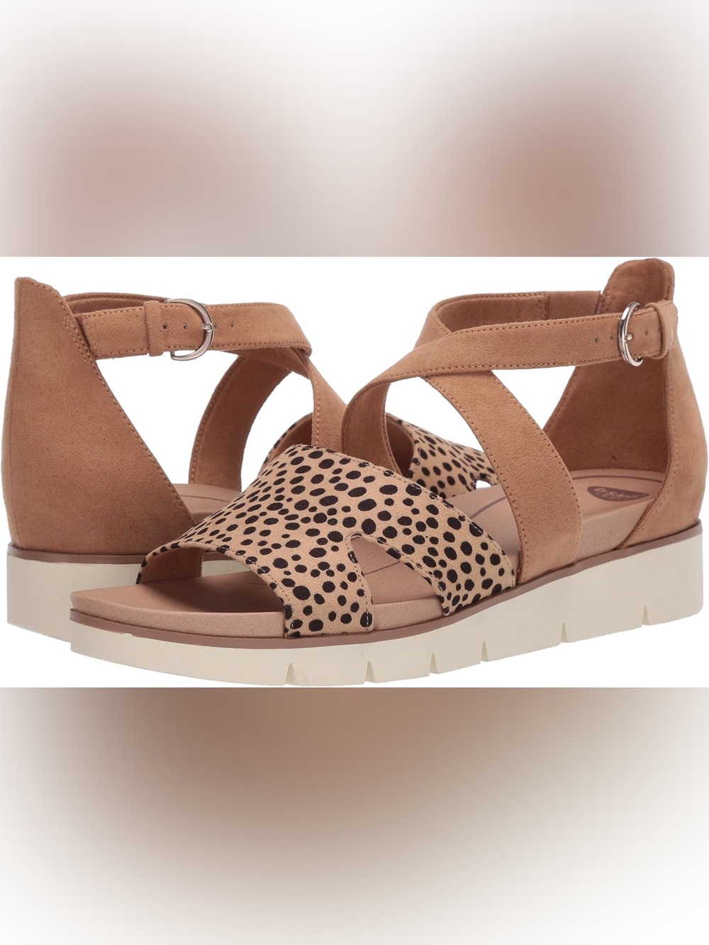 Dr Scholls Good Karma wedge sandals 8.5 leopard tan
